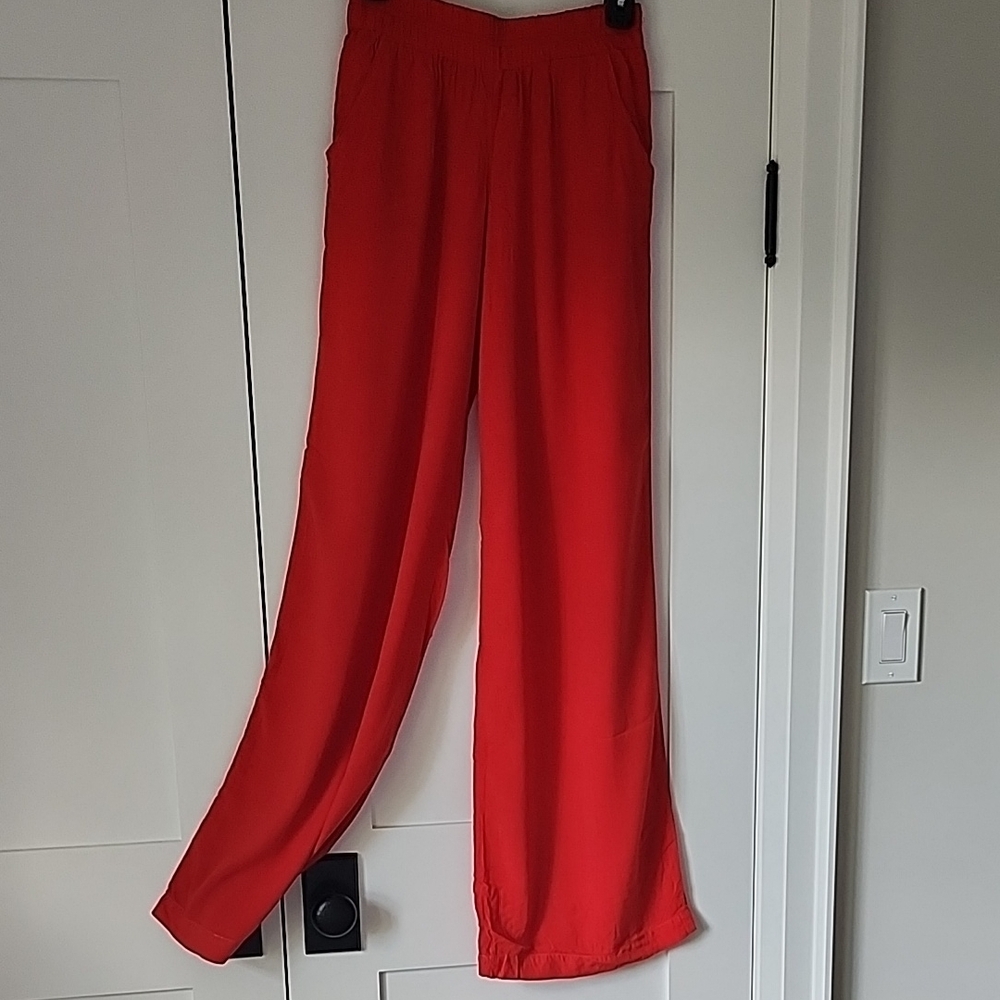 Splendid Red Wide Leg Pants with High Waist